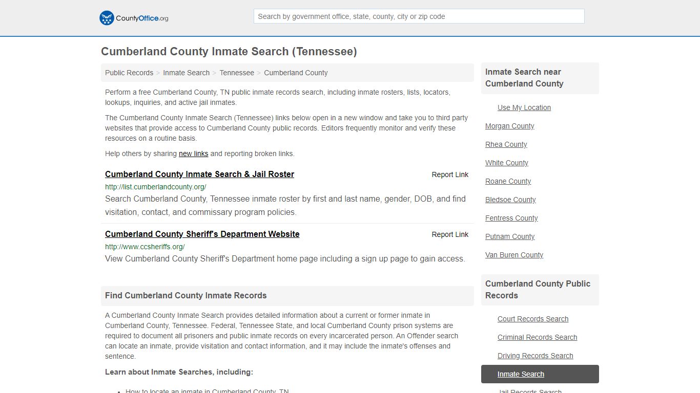 Inmate Search - Cumberland County, TN (Inmate Rosters ...