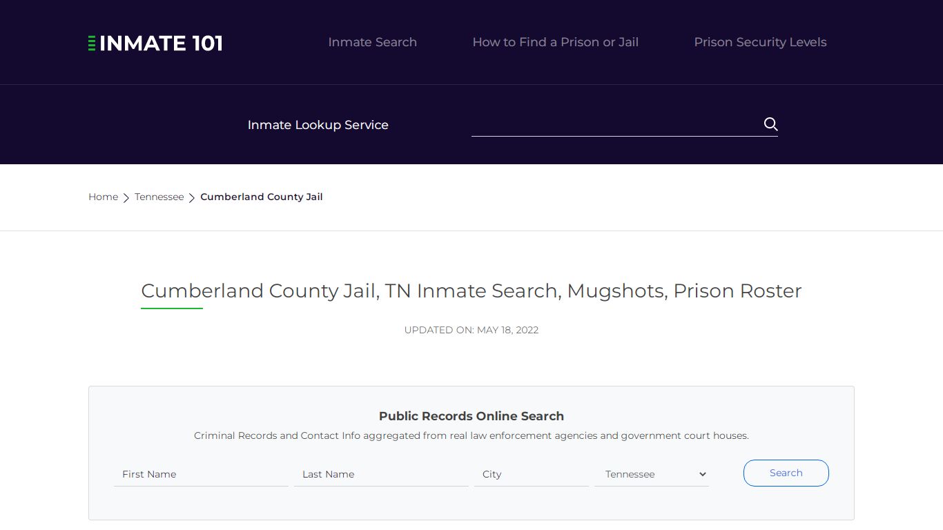 Cumberland County Jail, TN Inmate Search, Mugshots, Prison ...